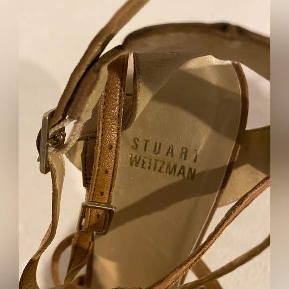 STUART WEITZMAN Brown Leather
Ankle Strap Platform Sandals Size 8
buckle heels - Picture 8 of 16
